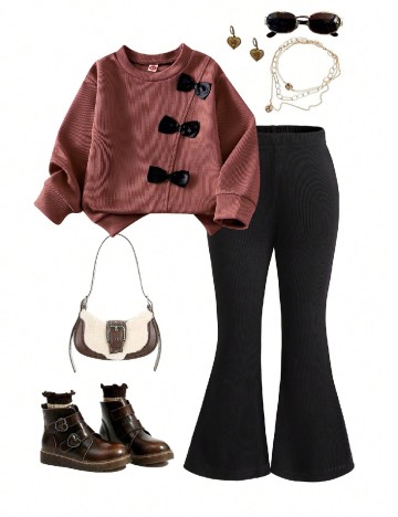 Compleu Shein Kids, negru/roz