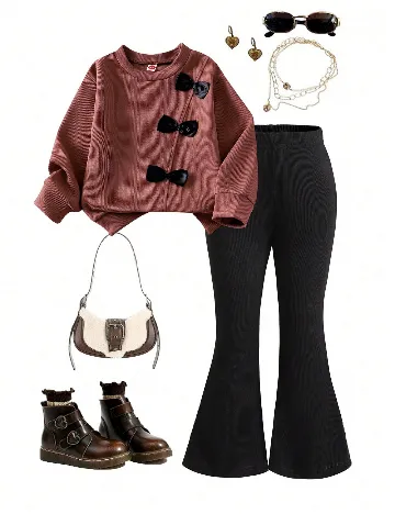 Compleu Shein Kids, negru/roz