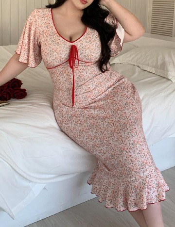 Rochie de noapte Dazy Plus Size, floral print
