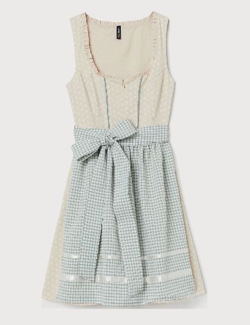 Rochie scurta H&M, crem/verde