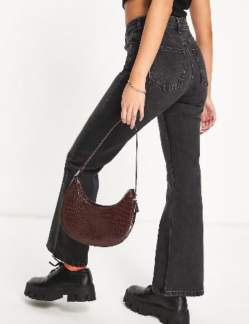 Blugi Top Shop, gri inchis