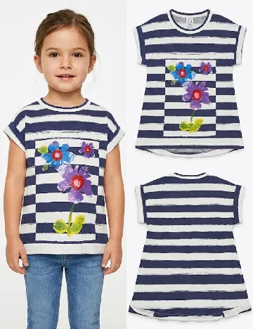 Tricou Zara, albastru/alb