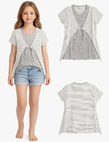 Tricou Zara, alb/gri