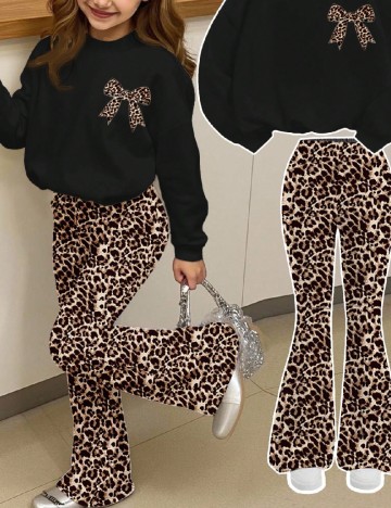 Compleu Shein Kids, negru/animal print