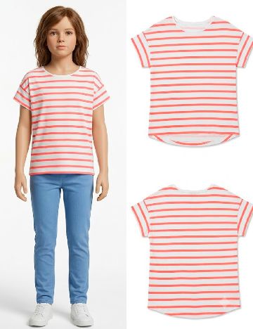 Tricou Zara, roz/alb