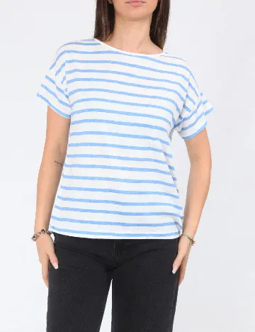 Tricou Zara, albastru/alb