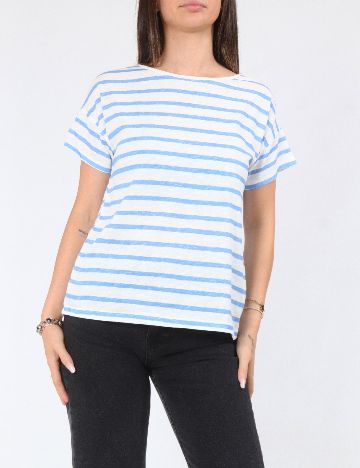 Tricou Zara, albastru/alb