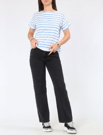 Tricou Zara, albastru/alb