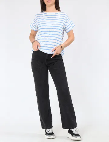 Tricou Zara, albastru/alb