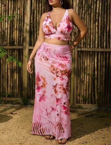 Costum de baie SHEIN CURVE, roz