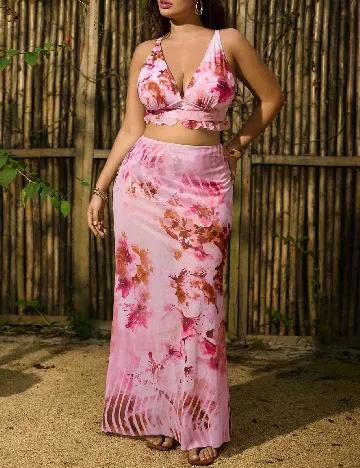 Costum de baie SHEIN CURVE, roz