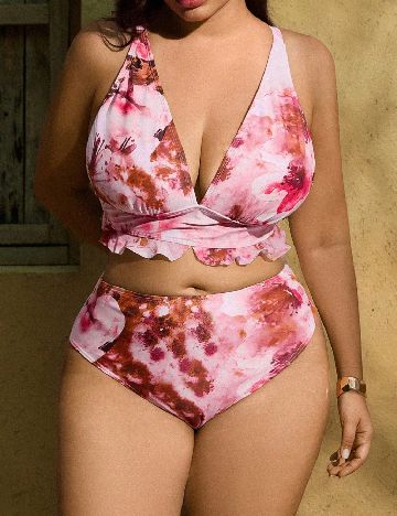 Costum de baie SHEIN CURVE, roz
