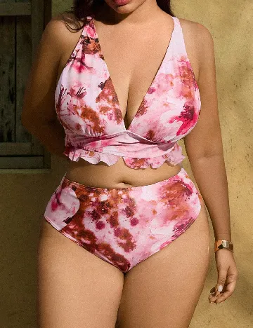 Costum de baie SHEIN CURVE, roz