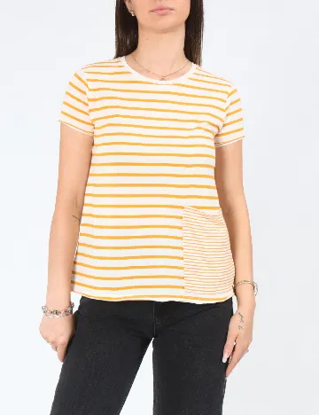 Tricou Zara, galben/alb
