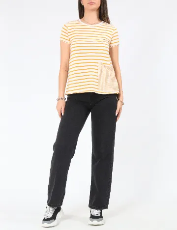 Tricou Zara, galben/alb