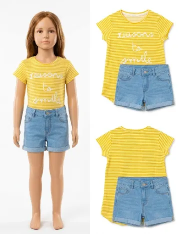 Tricou Zara, galben/alb