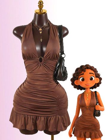 Rochie scurta SHEIN, maro