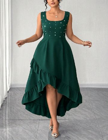 Rochie medie SHEIN CURVE, verde inchis
