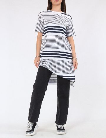 Bluza Bershka, alb/albastru