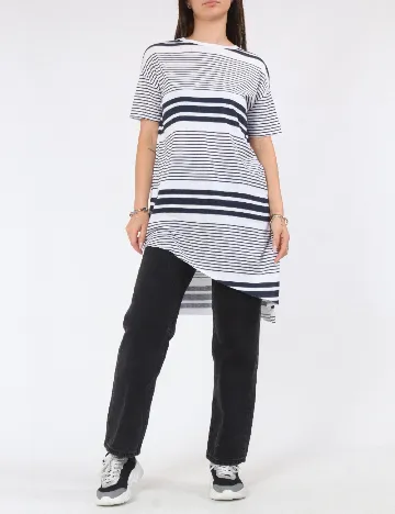 Bluza Bershka, alb/albastru