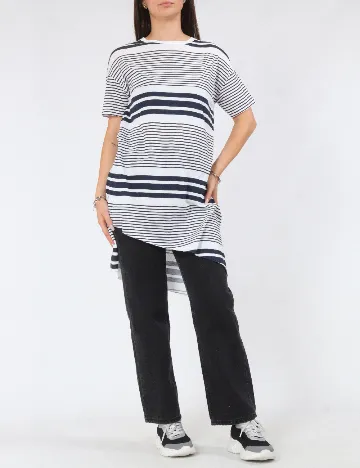 Bluza Bershka, alb/albastru