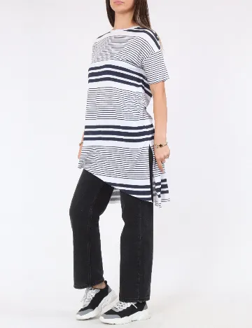Bluza Bershka, alb/albastru