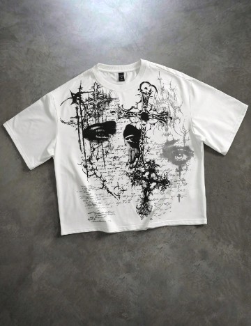 Tricou Romwe, alb