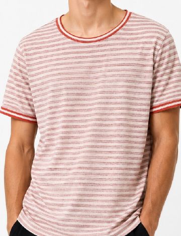Tricou Pull&Bear, alb/rosu