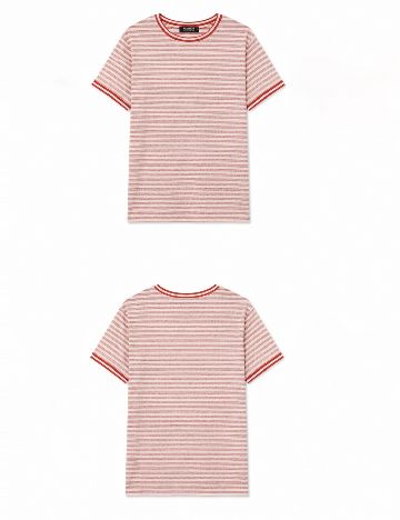 Tricou Pull&Bear, alb/rosu