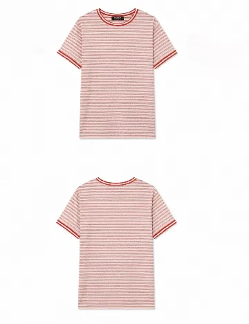 Tricou Pull&Bear, alb/rosu