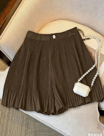 Pantaloni scurti SHEIN CURVE, maro
