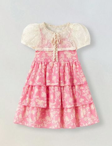 Set rochie si bluza Shein Kids, roz/crem