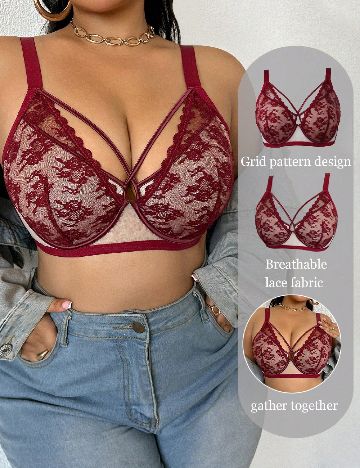 Sutien SHEIN, rosu/crem