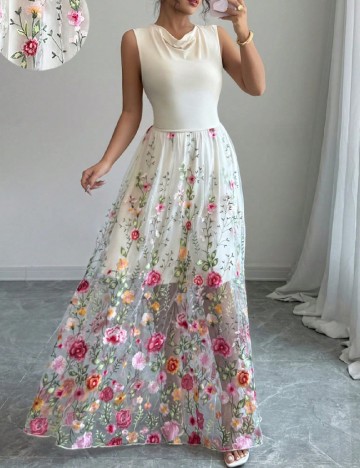 Rochie lunga SHEIN, crem