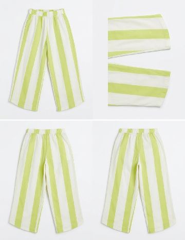 Pantaloni Zara, verde/alb