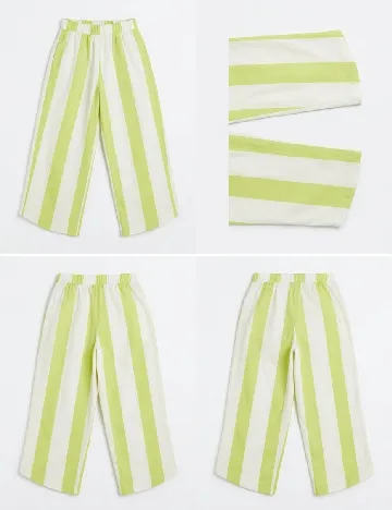 Pantaloni Zara, verde/alb