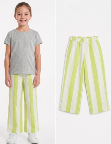 Pantaloni Zara, verde/alb