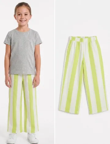 Pantaloni Zara, verde/alb