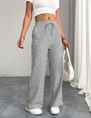 Pantaloni SHEIN, gri/alb