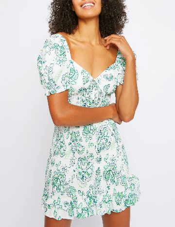 Rochie scurta Glamorous, alb/verde