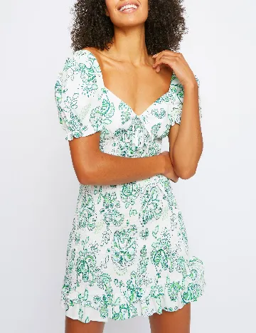 Rochie scurta Glamorous, alb/verde