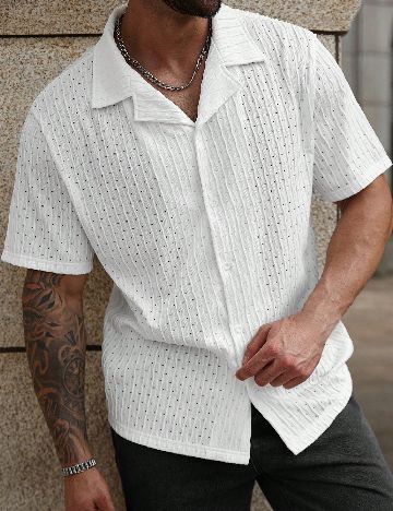 Camasa SHEIN Plus Size Men, alb