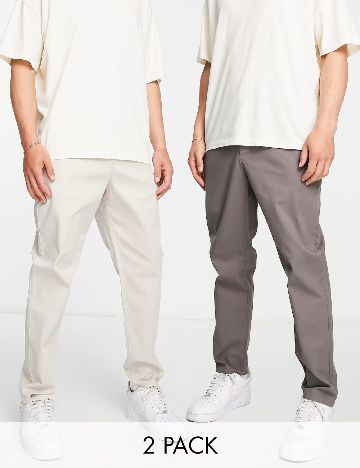 Set pantaloni ASOS, gri inchis/gri deschis