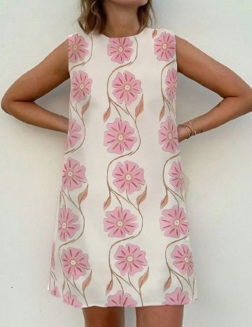 Rochie scurta SHEIN, alb/roz