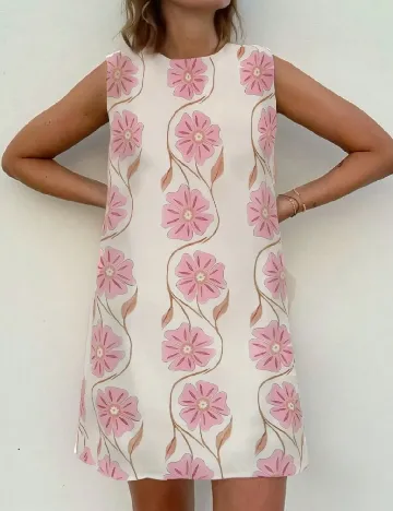Rochie scurta SHEIN, alb/roz