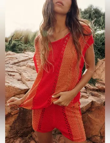 Pantaloni scurti Zara, portocaliu/rosu