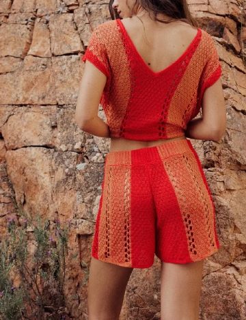 Pantaloni scurti Zara, portocaliu/rosu