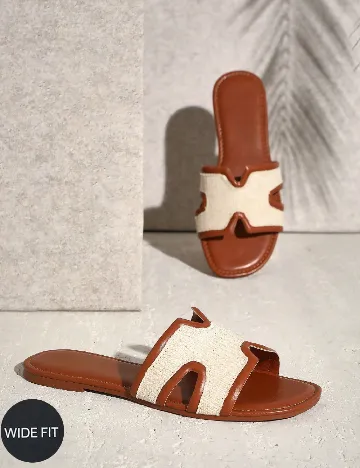 Slapi SHEIN, crem/maro