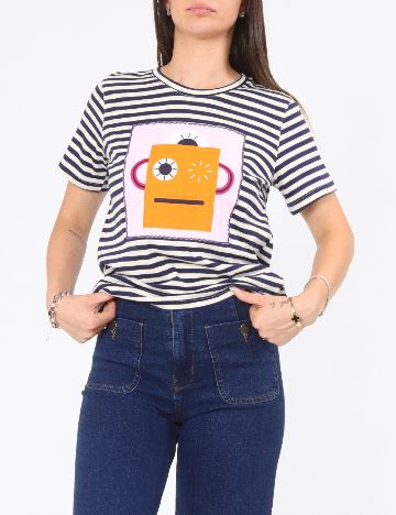 Tricou Zara, alb/bleumarin