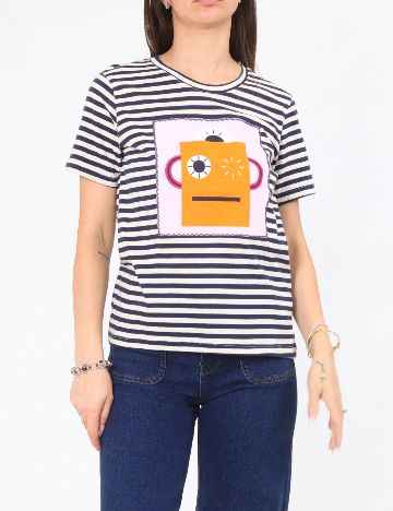 Tricou Zara, alb/bleumarin